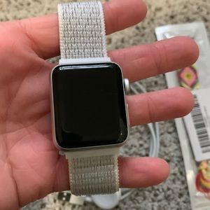 Series 3 aluminum 38mm (smaller size) Apple Watch with original bands & charger